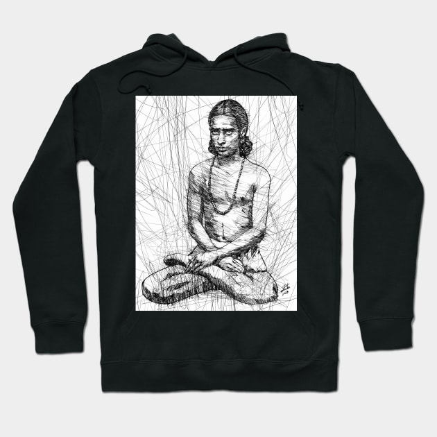 PARAMAHANSA YOGANANDA ink portrait .3 Hoodie by lautir